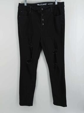 distressed skinny jeans, Wallflower brand, high-rise button fly style
